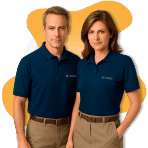 Equipe vestindo uniformes personalizados
