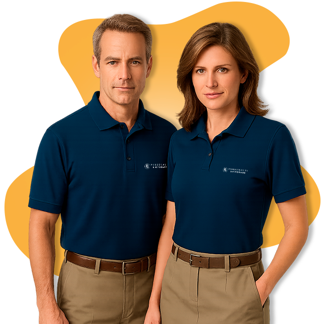 Equipe vestindo uniformes personalizados